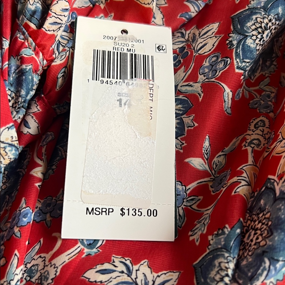 Ralph Lauren Red and Blue Floral Silk Tiered Skirt NWT Sz 14 - Picture 7 of 7